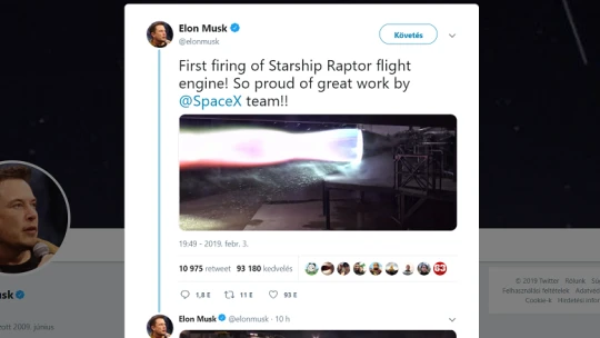 Elon Musk hajtóművet villantott a Twitteren