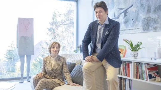 Élénksárga gallér és lila lóbőrcipő