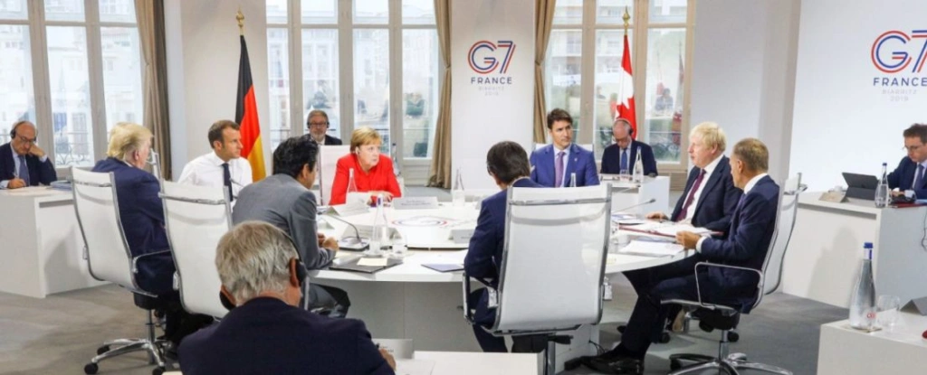 A G7 országok vezetői 2019-ben a franciaországi csúcstalálkozójukon.
