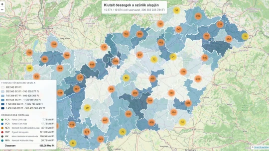 Térkép mutatja, hova hullott a 400 milliárdos állami „civil” pénzeső